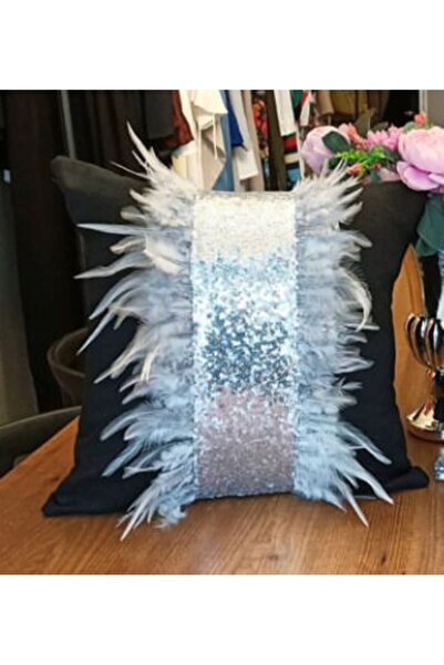 Dekorluk Concept Tüylü Payetli Çok Şık Kare Kırlent Kılıfı 50x50 Cm