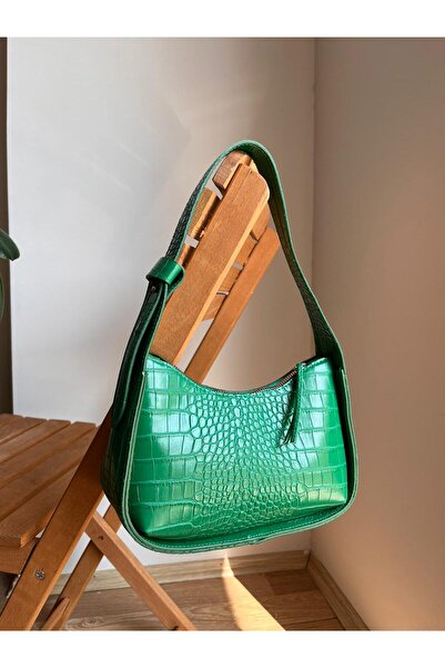 melecco حقيبة يد وكتف بحزام يد وكتف للنساء من جلد التمساح الأخضر، حقيبة نسائي...