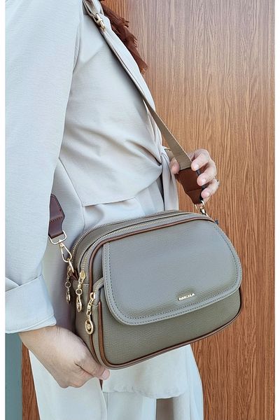 MEGA Women's Dark Mink Medium Size Multi Compartment Original Shoulder and Crossbody Bag