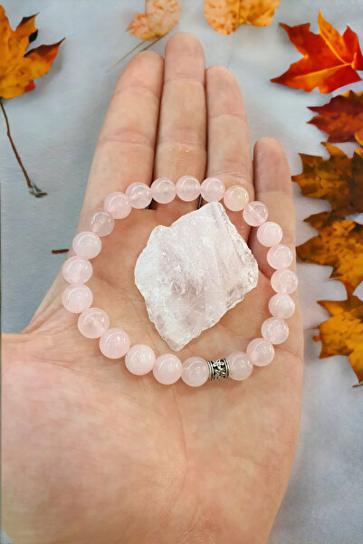 NBS Beautiful Naturel Stones سوار كوارتز وردي (مع هدية حجرية) من الحجر الطبيع...