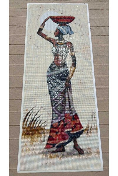 nilonun atölyesi Arap Kızı Kristal Boncuk Tablo 25 X 66 Cm. (İŞLENMİŞ HAZIR HALDE)