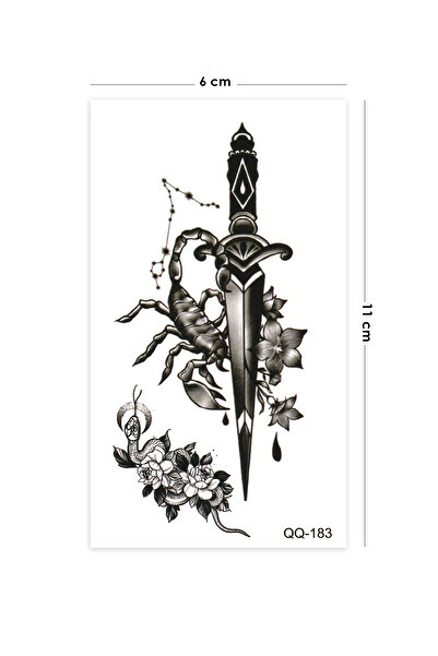 BP Tattoo Kılıç Yılan ve Akrep Figürlü Unisex Geçici Dövme