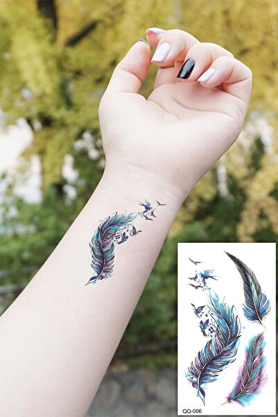 BP Tattoo Kuş Tüyü Mini Tattoo Renkli Geçici Dövme