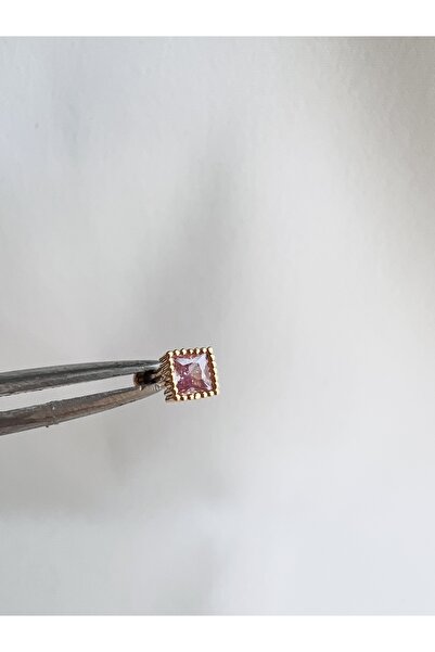 BY DİLEK ÇETİN ACCESSORY Cerrahi çelik pembe gold renk tek taş kıkırdak helix tragus piercing(1adet)