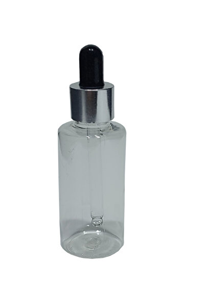 Paradise 10 adet şeffaf Şişe pet Damlalık 50ml gümüş renk kapaklı