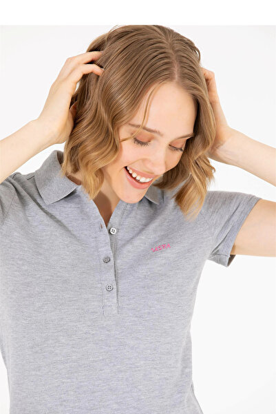 U.S. Polo Assn. Kadın Gri Melanj Basic Polo Yaka Tişört U.S. POLO ASSN.
