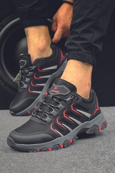 FLY STEP Μαύρα ανδρικά εύκαμπτα άνετα καθημερινά ανδρικά παπούτσια Trekking