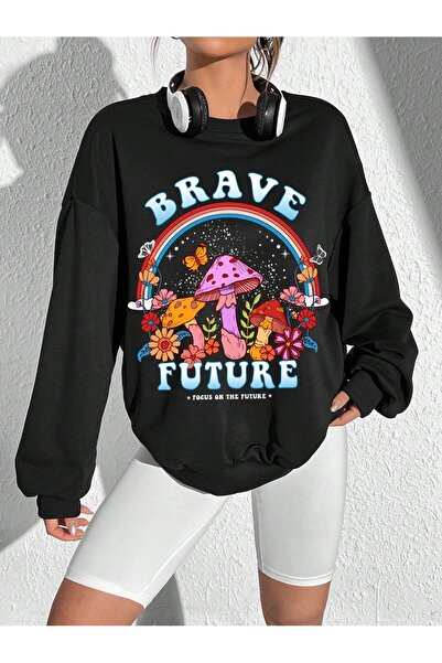 Adrift ΚΩΔΙΚΟΣ ADR-SHEN EZwear - Φούτερ με λουλουδάτο σχέδιο και γραφικό σλόγ...