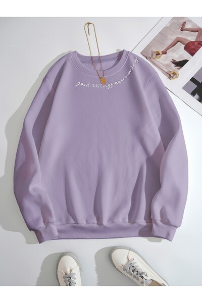 Adrift ΚΩΔΙΚΟΣ ADR-SHEN EZwear Slogan Embroidery Φούτερ με θερμική επένδυση