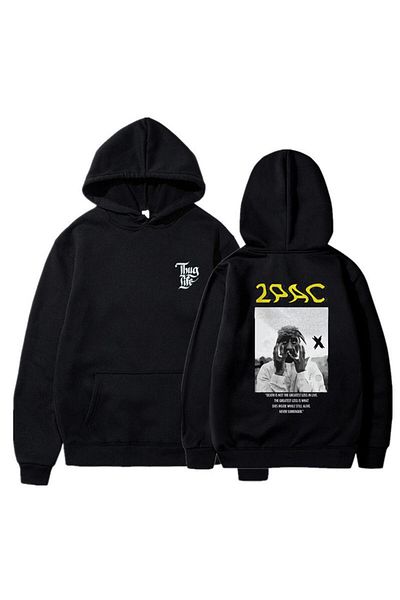 Touz Moda dompuleri fashion 2Pac εμπριμέ μαύρο φούτερ με κουκούλα Unisex Oversize