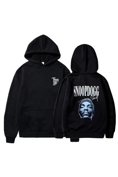 Touz Moda dompuleri fashion SnoopDogg εμπριμέ μαύρο φούτερ με κουκούλα Unisex Oversize