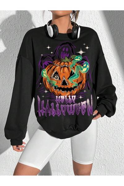 Adrift ΚΩΔΙΚΟΣ ADR-SHEN EZwear - Φούτερ με μοτίβο αποκριών με χαμηλό ώμο