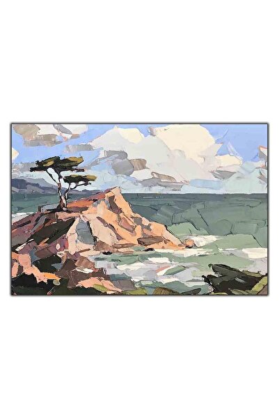 tablodekor KAYALIKTAKİ AĞAÇ YAPLI BOYA DOKULU TABLO