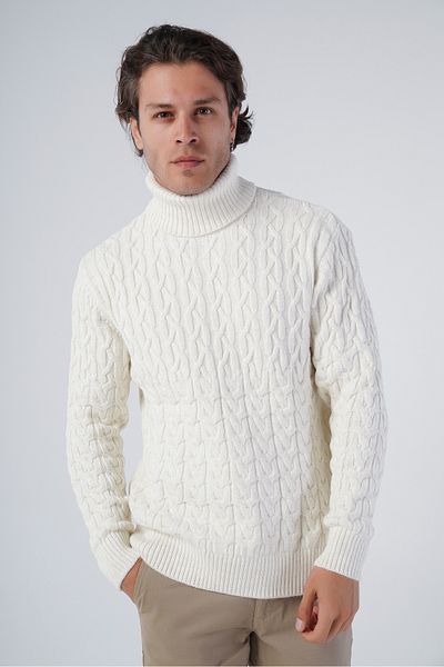 Trist Star Bone Men's Execution Hair Turtleneck Knitwear Wool Sweater