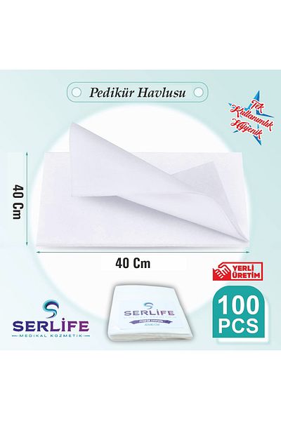 SERLİFE 40x40 500 Pieces 5 Packs of Bulk Disposable Pedicure Towels