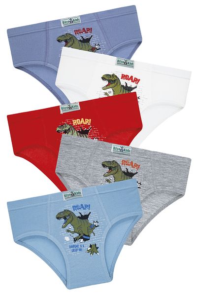 biyokids Pachet de 5 chiloți colorați pentru băieți - Dinozaur -