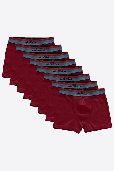 Malabadi Boy's Burgundy 8 Pack Cotton Elastane Boxers 208