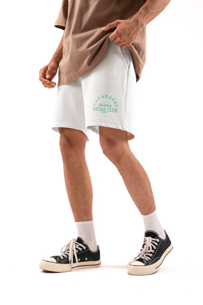 Renkli Store BHM Comfortable Loose Fit Calabasas Printed Unisex Shorts - Gray