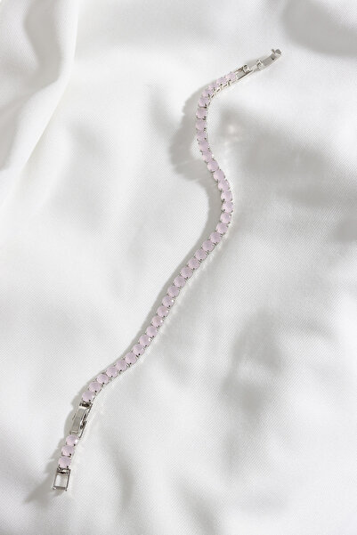 LILAC TRANSPARENT STONE WATERWAY SILVER BRACELET