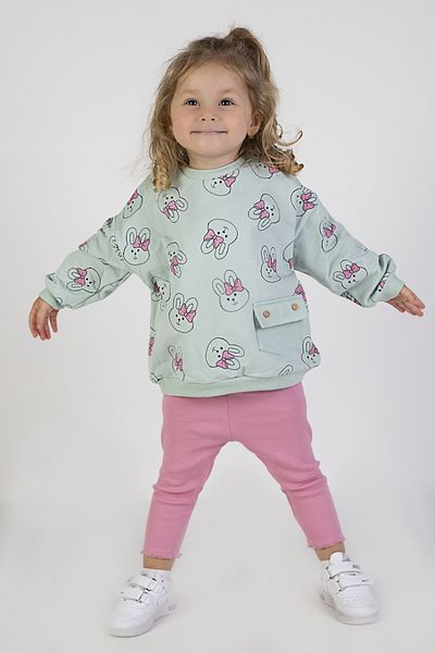 Harika KIDS Baby Girl & Child Two Thread Fabric Medium Thickness Knitted Basic Oversize Bottom Top Tracksuit Set