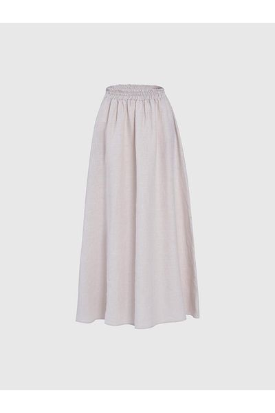 Juste Studio Linen Beige Elastic High Waist Skirt