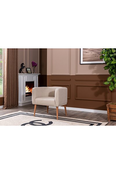 MELLMOD Dynamic Mod Ahşap Ayak Berjer Krem