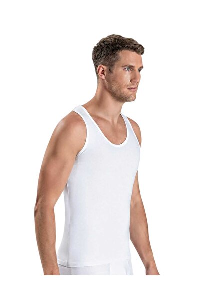 Gümüş İç Giyim Silver Men's Cross Back Undershirt White 12 Pack