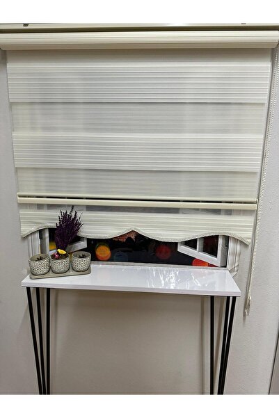 İREMKARAHOME Geniş Plise Krem Dilimli Zebra Perde