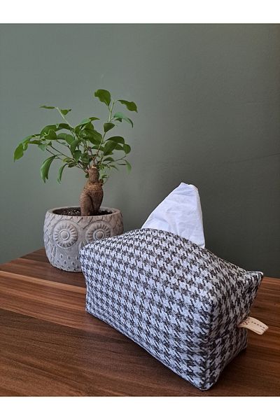 Tasarım Sentezi Handmade Napkin Holder Wet Wipes And Accessory Case Bag Gray