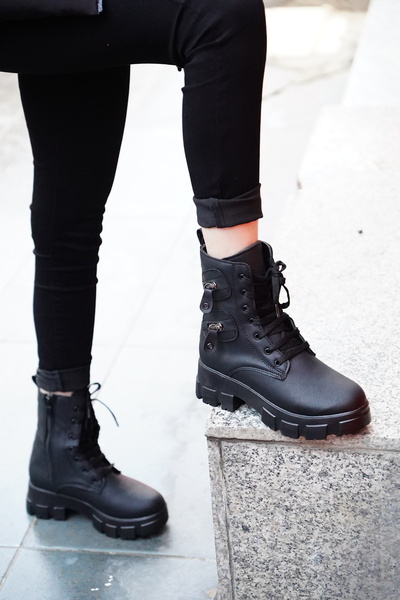 Bitmedeniste Kadın Siyah Cild Postal Bot Rm10194