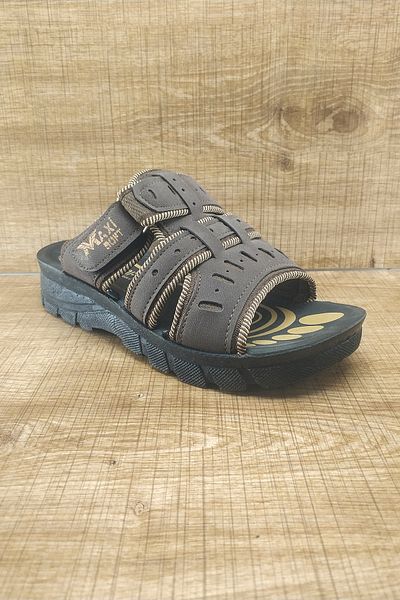 Maxisoft Orthopedic Sole Velcro Brown Home and Outdoor Men's Slippers Trl0029