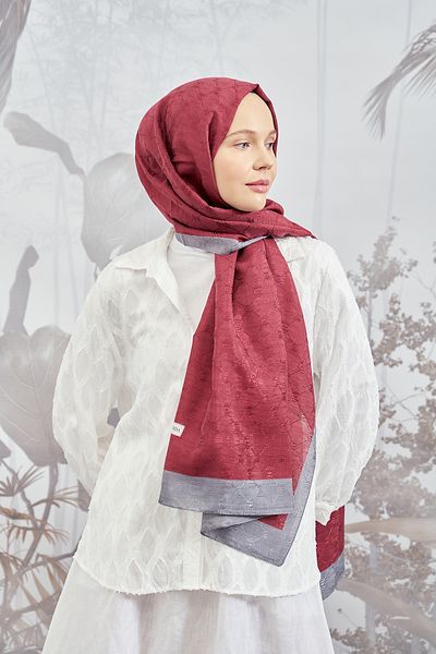 ARMANDA Chain Monogram Shawl - New Trend Color Shawl Scarf Hijab - Burgundy-grey