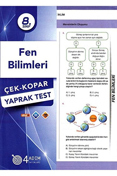 4 Adım Yayınları 8. Sınıf Fen Bilimleri Çek-Kopar Yaprak Test / Kolektif / 4 ...