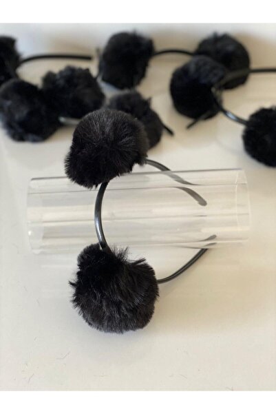QUEEN AKSESUAR Pompom Bulk Black Crown Feather Children's Crown