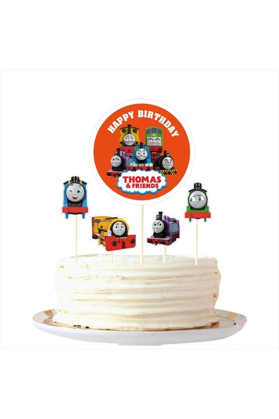 SİYAH PARTİ EVİ Thomas ve Arkadaşları Doğum Günü Pasta Süsü / Kürdan Seti