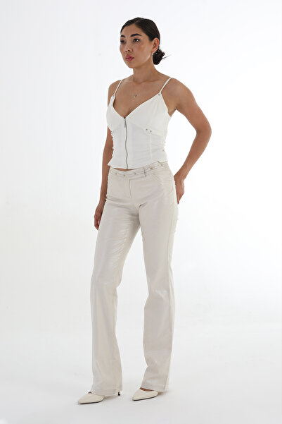 Balizza BLZ-KEMER KISMI NAKIŞLI AKSESUAR CEPLİ NORMAL BEL SİMLİ PAMUK PANTOLON