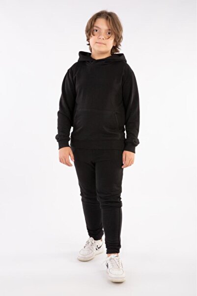 MUTTİ Παιδική φόρμα φόρμας Cross Neck Hooded 2-16 ετών ΜΑΥΡΗ