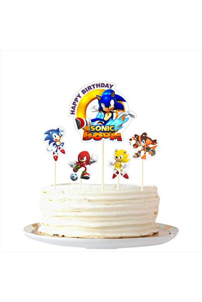 SİYAH PARTİ EVİ Sonic Boom Doğum Günü Pasta Süsü / Kürdan Seti
