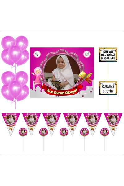CiciMagnet Afiş Banner Balon ve Kürdanlı Kuran Okuyorum Konsept Seti