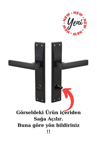 ARON (7 SET) STAINLESS ELITE HANDLE MIRRORED MATTE BLACK 3+1 ROOM SET (5 ROOMS - 2 BATHROOM-WC) DOOR HANDLE