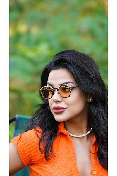 TomyHelf New Fashion Women's Sunglasses Rectangular Orange Framed