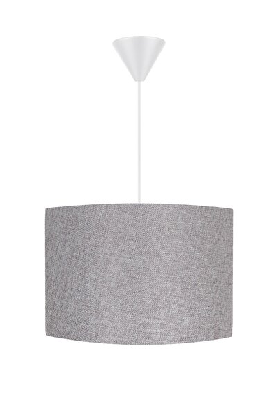 Modamonline Retro Avize Keten Kumaş Başlık Çap 30 Cm Gri Antrasit Av143