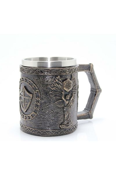 hediyeconcepti 450ml Stainless Steel Temple Shawls Embossed Mug Cup