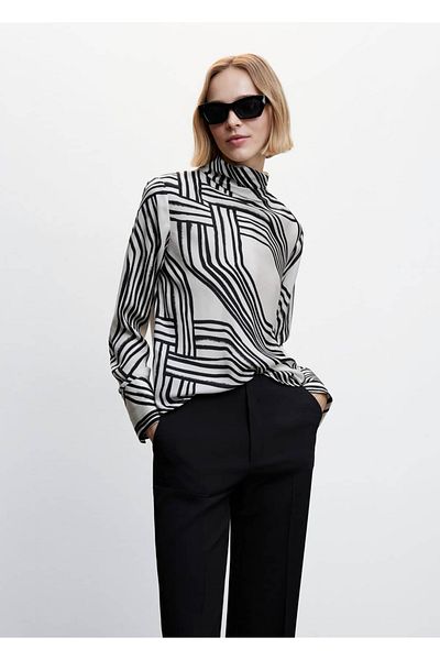 MANGO Woman Patterned Satin Blouse