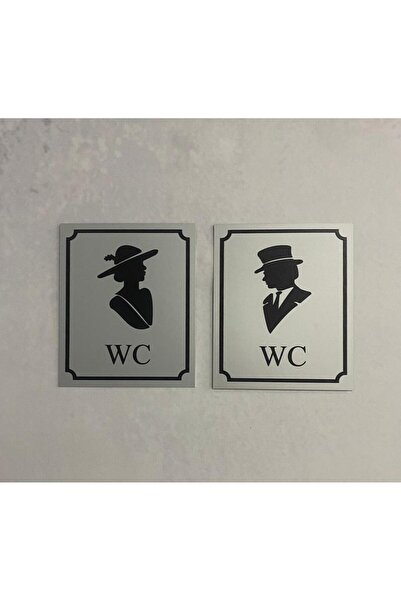 Dekokonsept لافتة تحذير معدنية - لافتة تحذير - مجموعة من قطعتين (BAY WC - WC)