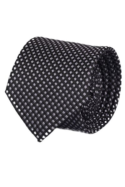 Esgue 7.5 cm Black Gray Patterned - Hand Made Tie Handkerchief