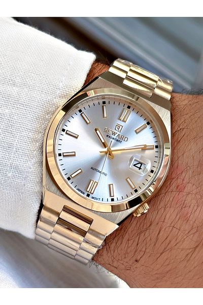 Reward Gold Color Classic Luxury Steel Automatic Business Men's Wristwatch + BRACELET WITH GIFT