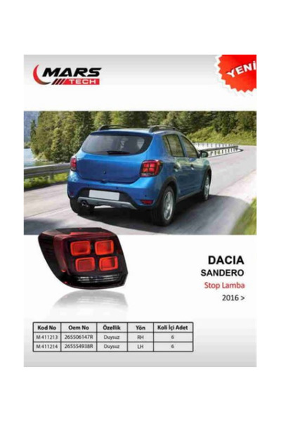 Mars DACİA SANDERO SAĞ ARKA STOP LAMBASI 2016 SONRASI / 265506147R