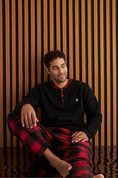 Pijamoni tissue Ekose Polar Erkek Pijama Takımı