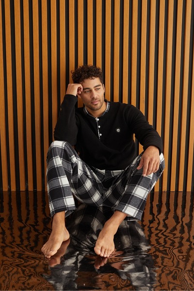 Pijamoni tissue Ekose Polar Erkek Pijama Takımı